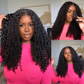 Geeta Glueless Wig Fluffy Kinky Curly 7x5 Pre Cut Lace Front Wigs Pre Plucked Natural Hairline 180% Density