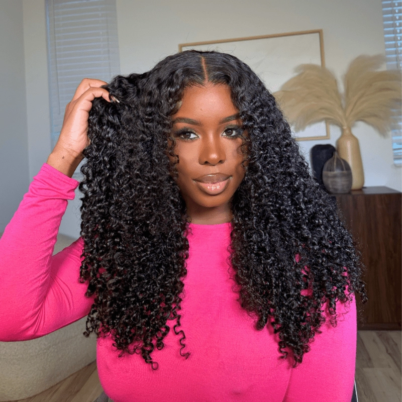 Geeta Glueless Wig Fluffy Kinky Curly 7x5 Pre Cut Lace Front Wigs Pre Plucked Natural Hairline 180% Density