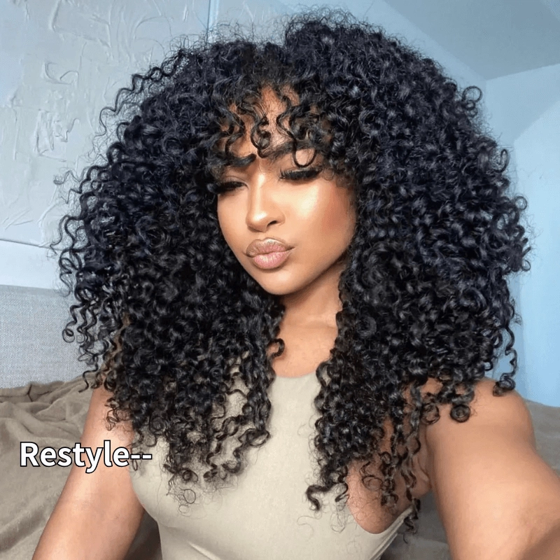 Geeta Hair 250% Density Bouncy Jerry Curly 13x4 Transparent Lace Front Wig Natural 100% Human Hair Wig