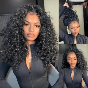 Geeta Hair 250% Density Bouncy Jerry Curly 13x4 Transparent Lace Front Wig Natural 100% Human Hair Wig
