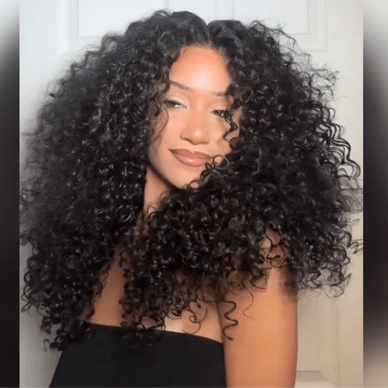 Geeta Hair 250% Density Bouncy Jerry Curly 13x4 Transparent Lace Front Wig Natural 100% Human Hair Wig