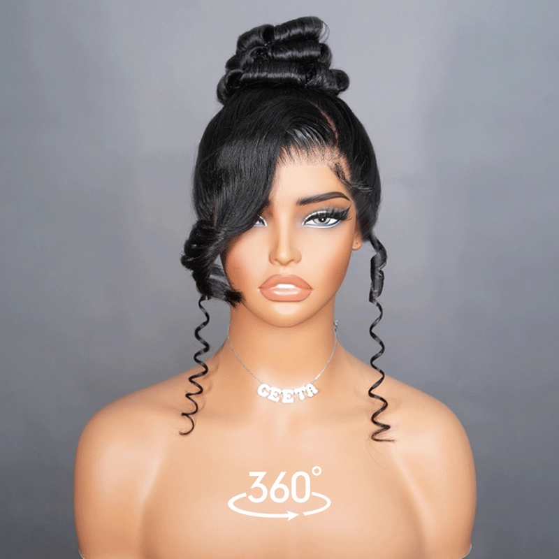 Geeta Invisi Strap Face Framing 360 Transparent HD Lace Frontal Body Wave Snug Fit All Sizes Human Hair Wigs