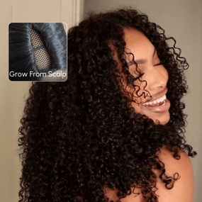 Geeta Kinky Curly Upgrade V part Wig Glueless With Invisi Drawstring 100% Human Hair Flash Sale
