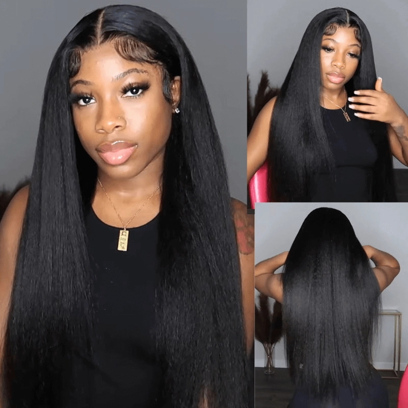 Geeta Kinky Straight Hair 4x4 Lace Closure Wig 100% Virgin Human Hair Wig