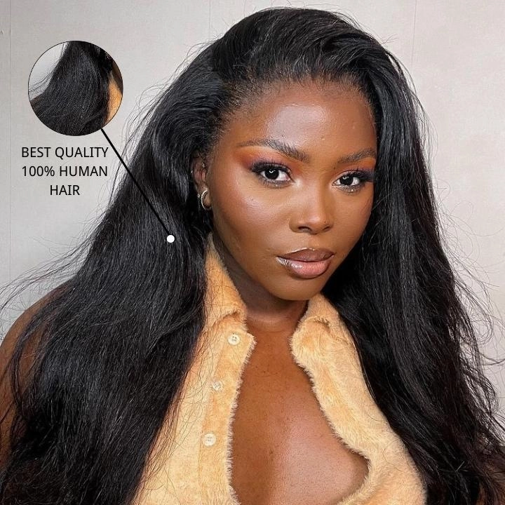 Geeta Kinky Straight Hair 4x4 Lace Closure Wig 100% Virgin Human Hair Wig