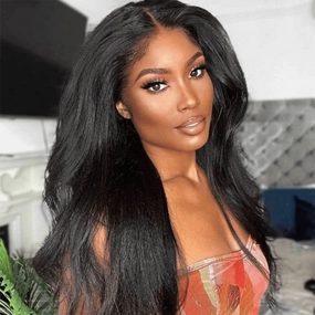 Geeta Kinky Straight Hair 4x4 Lace Closure Wig 100% Virgin Human Hair Wig