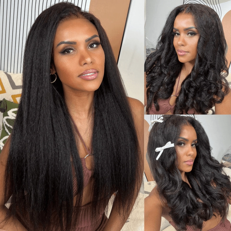 Geeta Kinky Straight Hair 4x4 Lace Closure Wig 100% Virgin Human Hair Wig