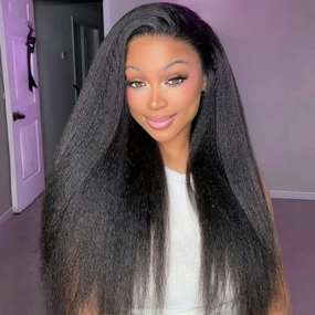 Geeta Kinky Straight Wig HD Lace Crystal Clear Lace Human Hair Wigs With Pre Plucked Natural Hairline