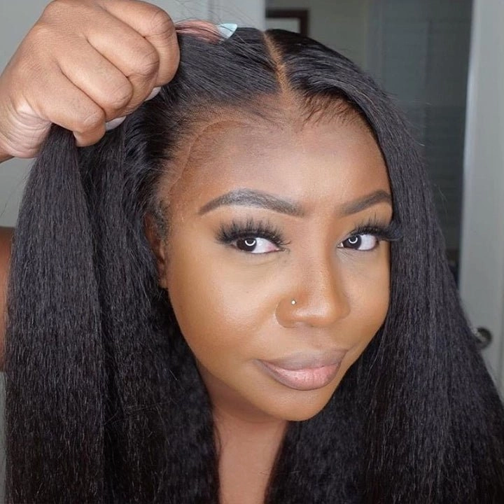 Geeta Kinky Straight Wig HD Lace Crystal Clear Lace Human Hair Wigs With Pre Plucked Natural Hairline