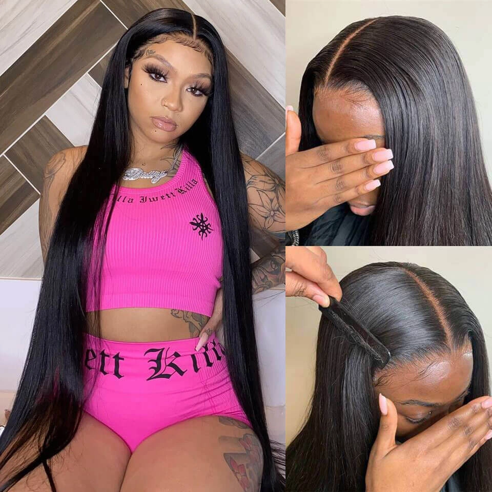 Geeta Long Straight 13x4 HD Lace Front Wig Pre Plucked Natural Hairline 100% Virgin Human Hair Wigs