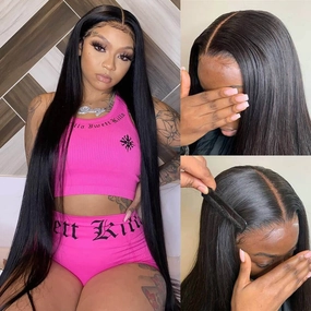 Geeta Long Straight 13x4 HD Lace Front Wig Pre Plucked Natural Hairline 100% Virgin Human Hair Wigs