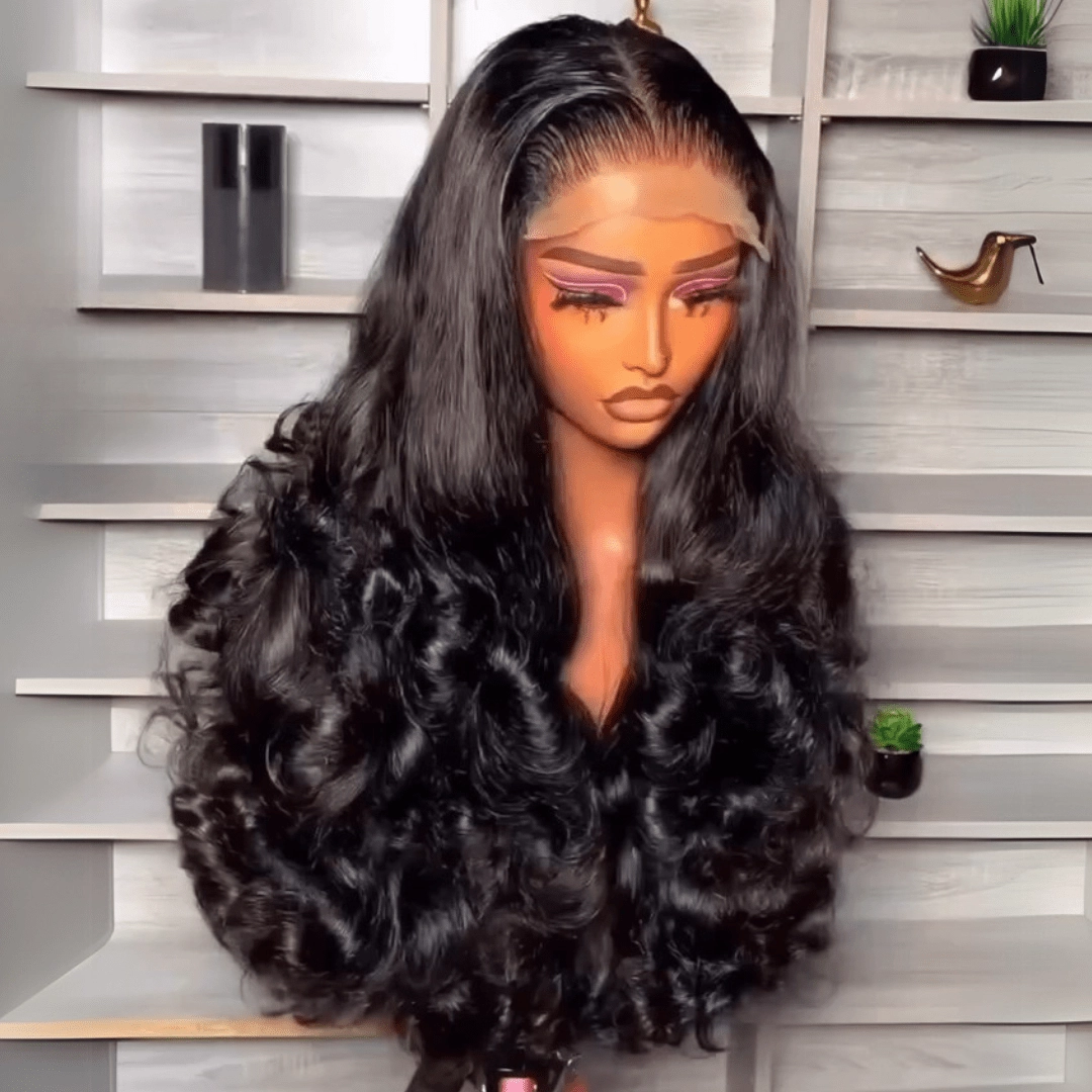 Geeta Luxury 300% Density Raw Glueless Wig Bouncy Wave 13x4 Lace Front Human Hair Wigs For Women
