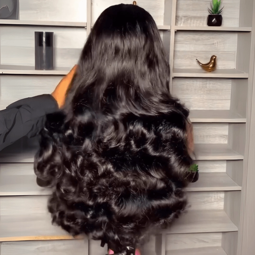 Geeta Luxury 300% Density Raw Glueless Wig Bouncy Wave 13x4 Lace Front Human Hair Wigs For Women
