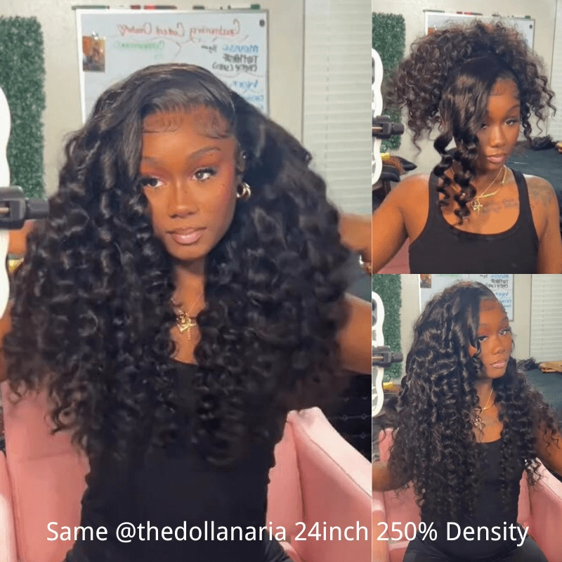 Geeta Natural Crimps Curls Loose Deep Wave HD Lace Frontal Glueless Wig Flash Sale