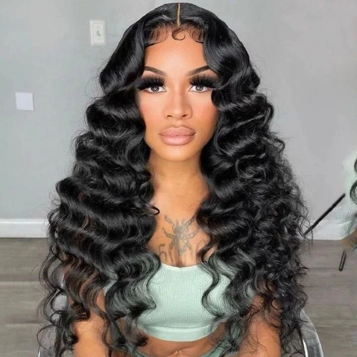 Geeta Natural Crimps Curls Loose Deep Wave HD Lace Frontal Glueless Wig Flash Sale