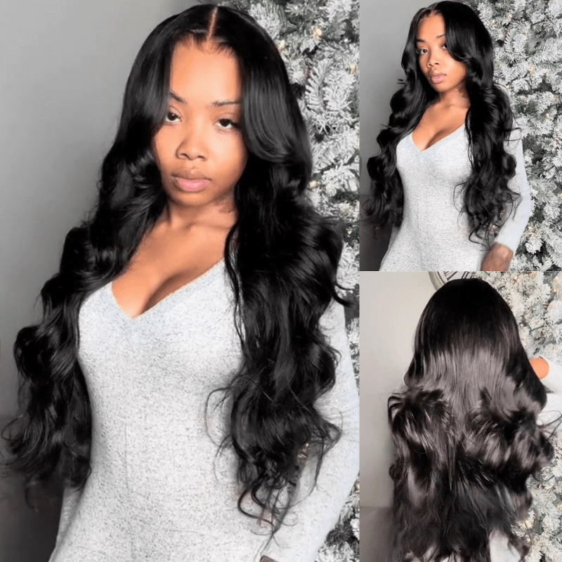 Geeta Pre-Cut HD Lace Put On And Go Glueless Wig 13x4 Loose Body Wave Lace Front Wigs with Curtain Bangs 180% Density