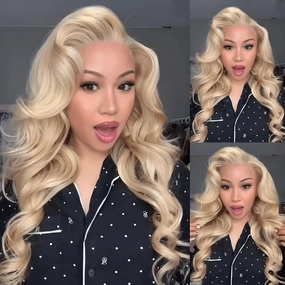 Geeta Straight Hair 613 Blonde Frontal Wig 13x4 HD Lace Front Human Hair Wigs Pre Plucked Hairline