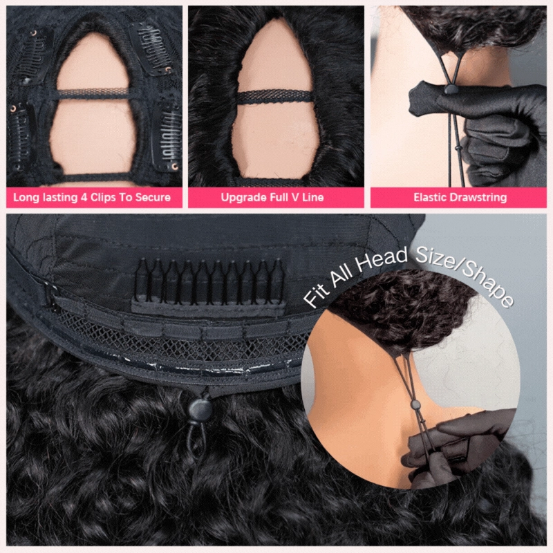 Geeta Thin V Part Wig Body Wave Human Hair Wigs Invisi Drawstring Beginner-friendly