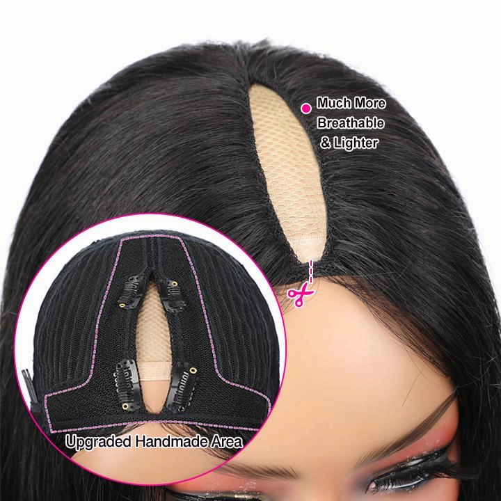 Geeta Thin V Part Wig Body Wave Human Hair Wigs Invisi Drawstring Beginner-friendly