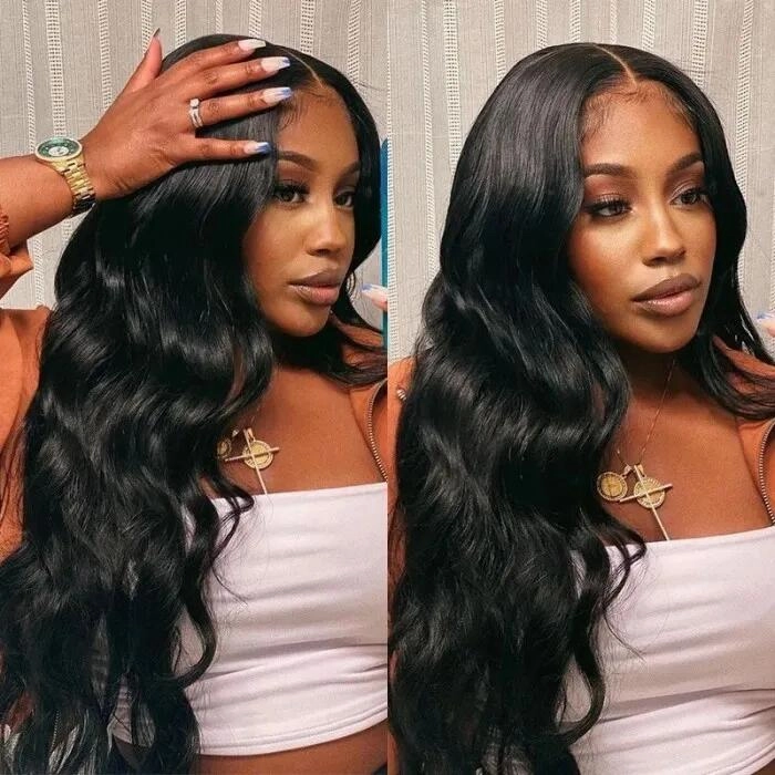 Geeta Thin V Part Wig Body Wave Human Hair Wigs Invisi Drawstring Beginner-friendly