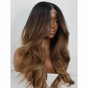 Geeta Warm Dark Blonde Glueless Wigs 13x4 Natural Straight Lace Front Wig Layer Cut Human Hair Wigs