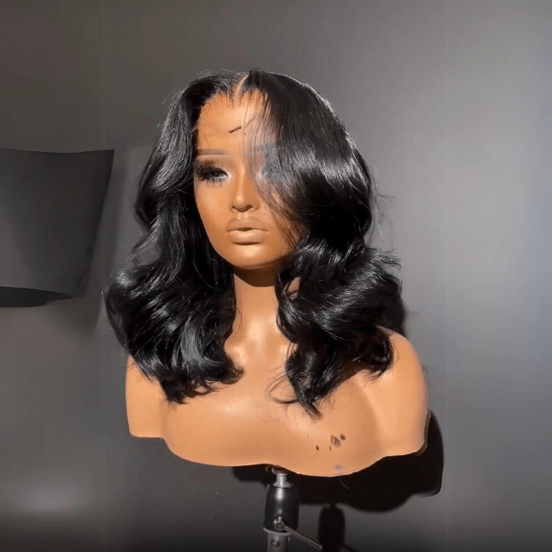 Geeta Wear And Go Glueless Human Hair Bob Wig Brazilian Body Ocean Wave 13x4 Lace Front Pre Plucked Human Wigs