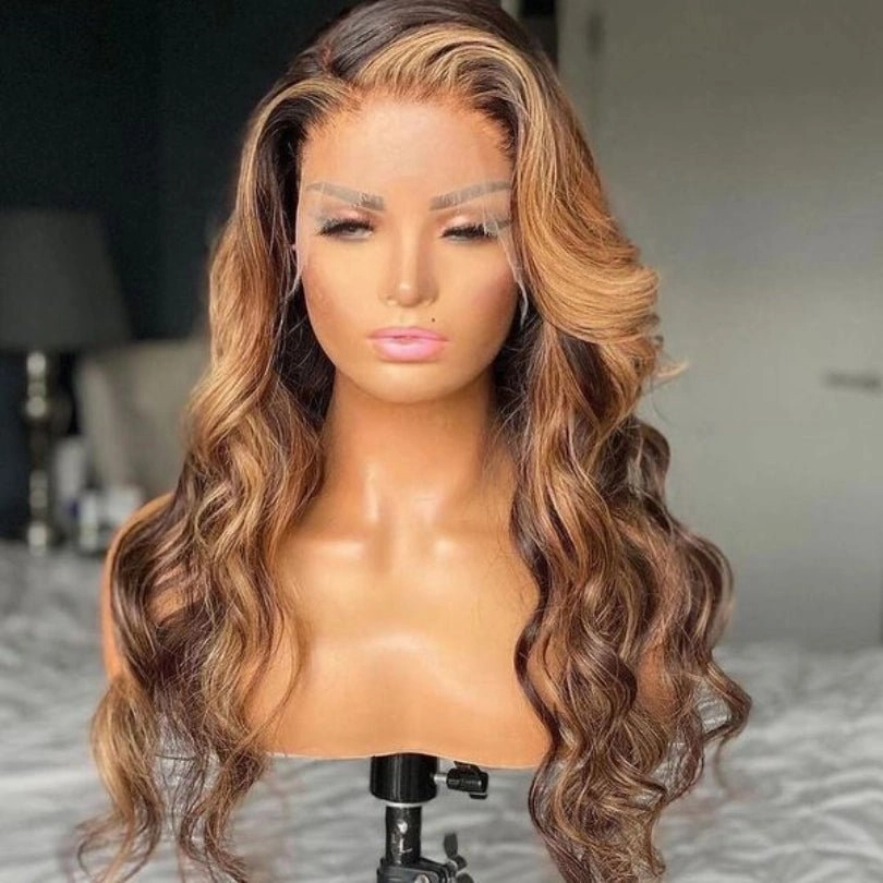 Geetahair HD Lace Honey Blonde Highlight Body Wave Wig Undetectable Clear Lace Human Hair With Baby Hair