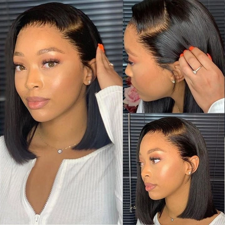Geetahair Upgrade HD Lace Straight Bob Wig Crystal Clear Lace Human Hair Bob Wigs With Pre Plucked Natural Hairline