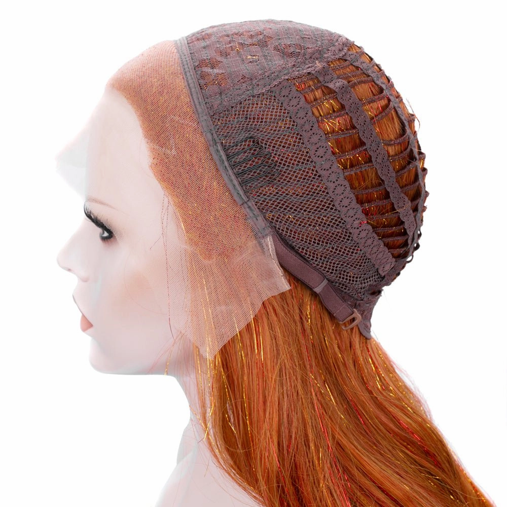 Ginger Blonde Synthetic Lace Front Wig With Tinsel Hair