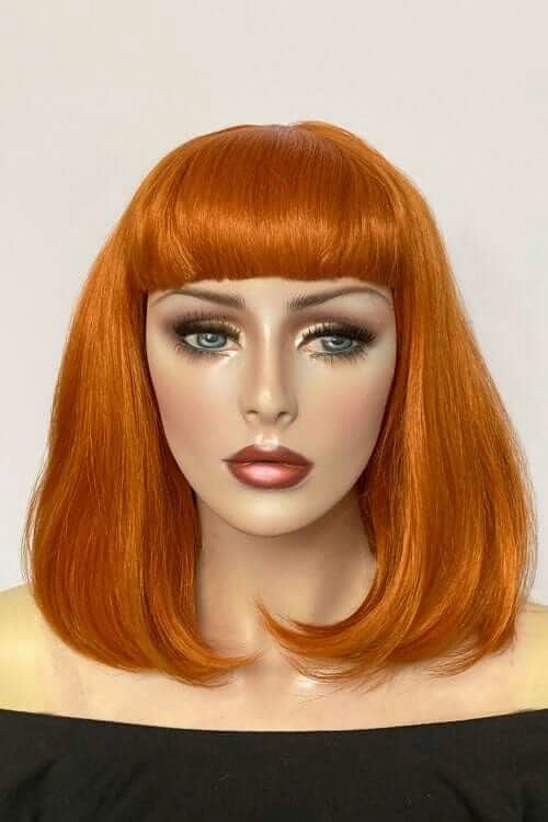 Ginger long bob wig with a short retro style fringe: Bonnie