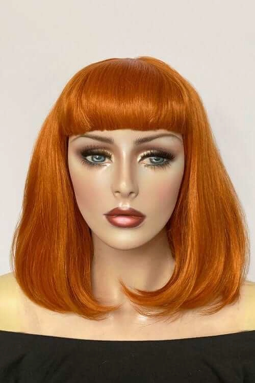 Ginger long bob wig with a short retro style fringe: Bonnie