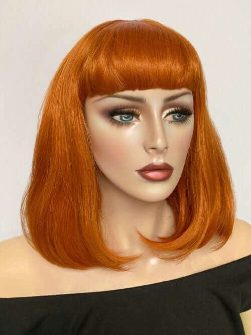 Ginger long bob wig with a short retro style fringe: Bonnie