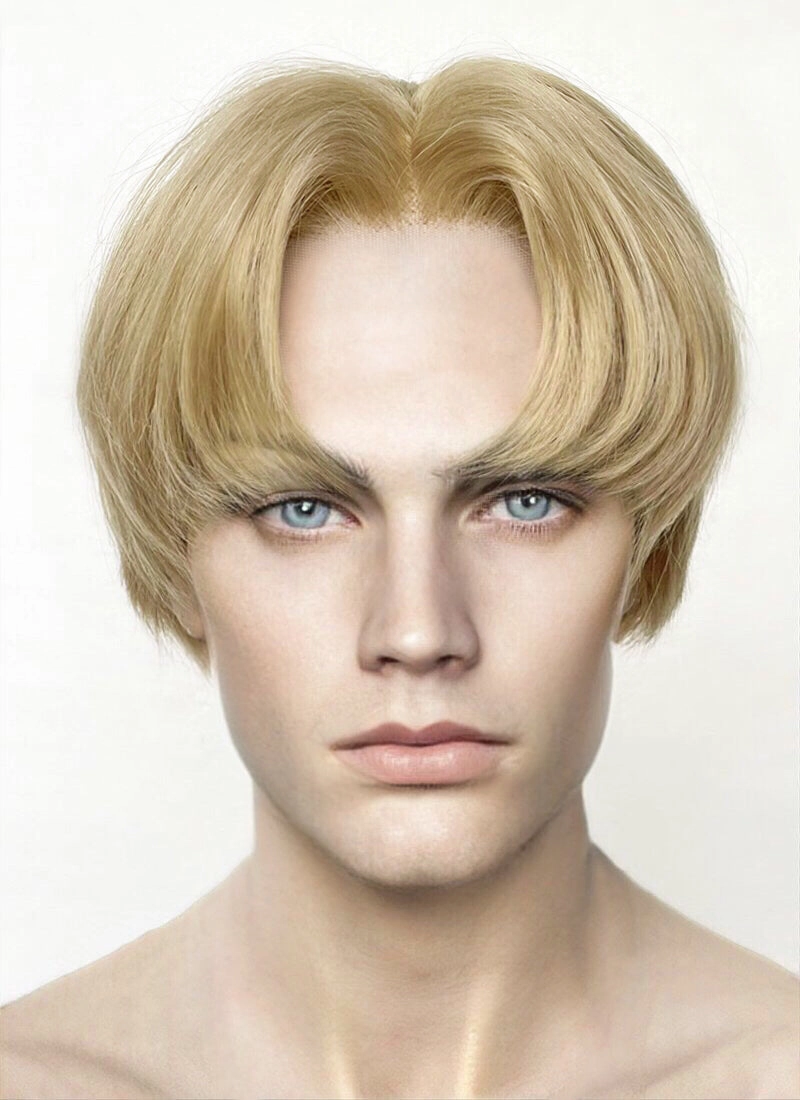 Golden Blonde Straight Lace Front Synthetic Men's Wig LF6020A