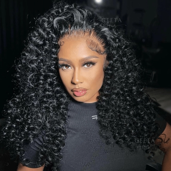 Graduation Season Special 38% Off 300nsity Human Hair Curly Wigs 13x4 HD Transparent Lace Front Wigs