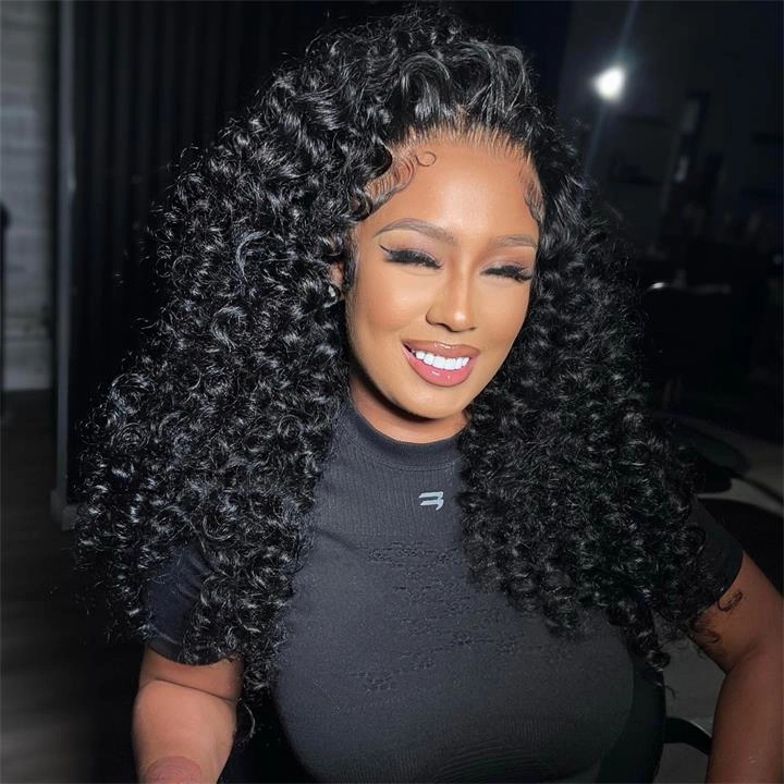 Graduation Season Special 38% Off 300nsity Human Hair Curly Wigs 13x4 HD Transparent Lace Front Wigs