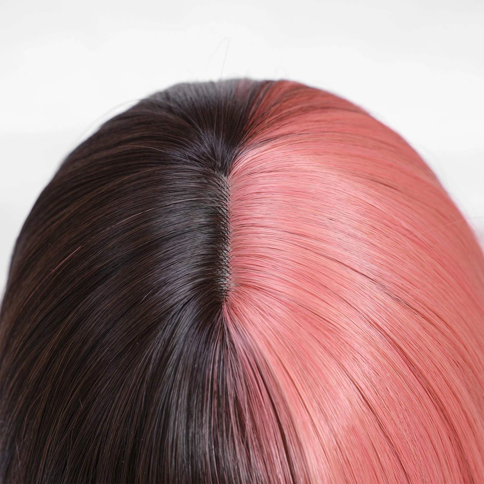 Half Pink Half Black Blunt Bob with Full Fringe Wig - MARKETPLACE
