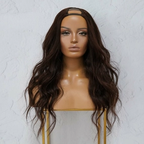 HARPER Dark Brown Human Hair U Part Wig 20" **READY TO SHIP**