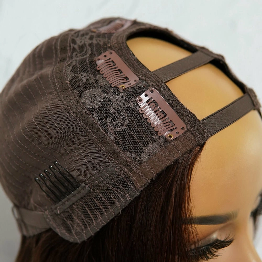 HARPER Dark Brown Human Hair U Part Wig 20" **READY TO SHIP**