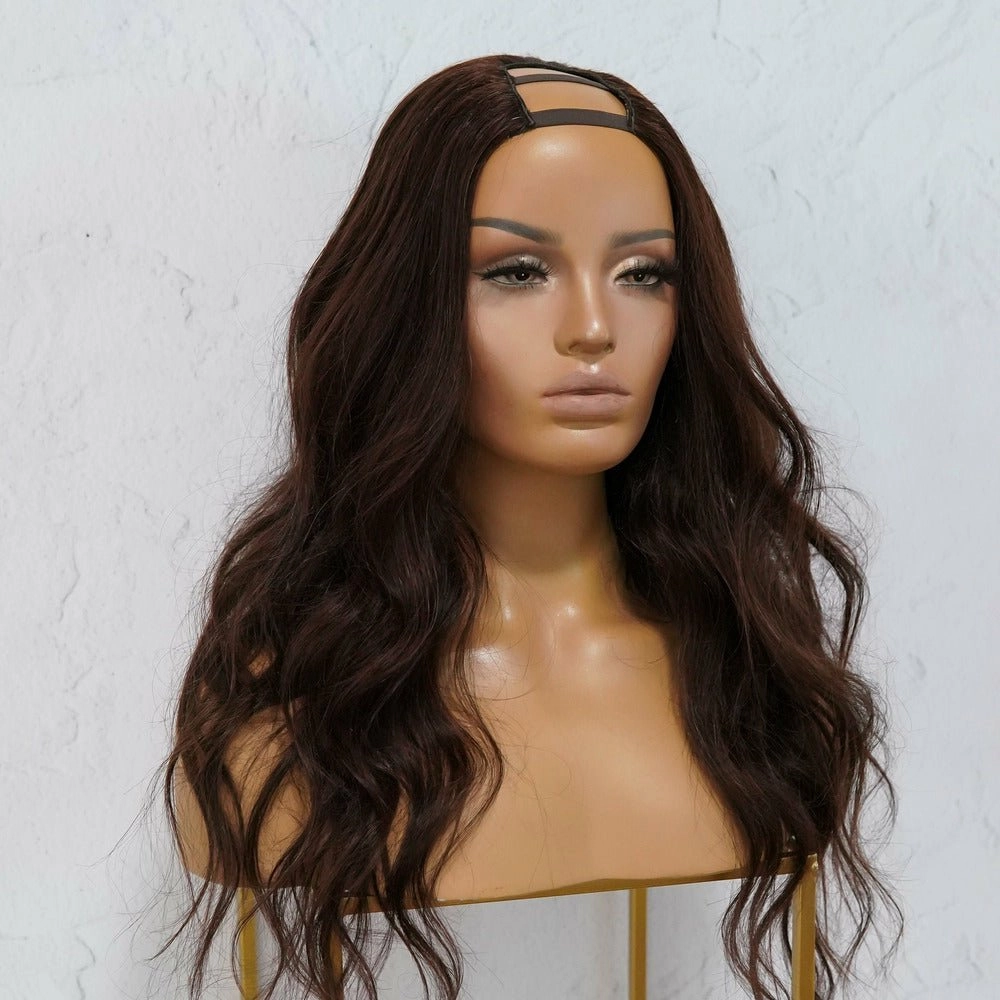 HARPER Dark Brown Human Hair U Part Wig 20" **READY TO SHIP**