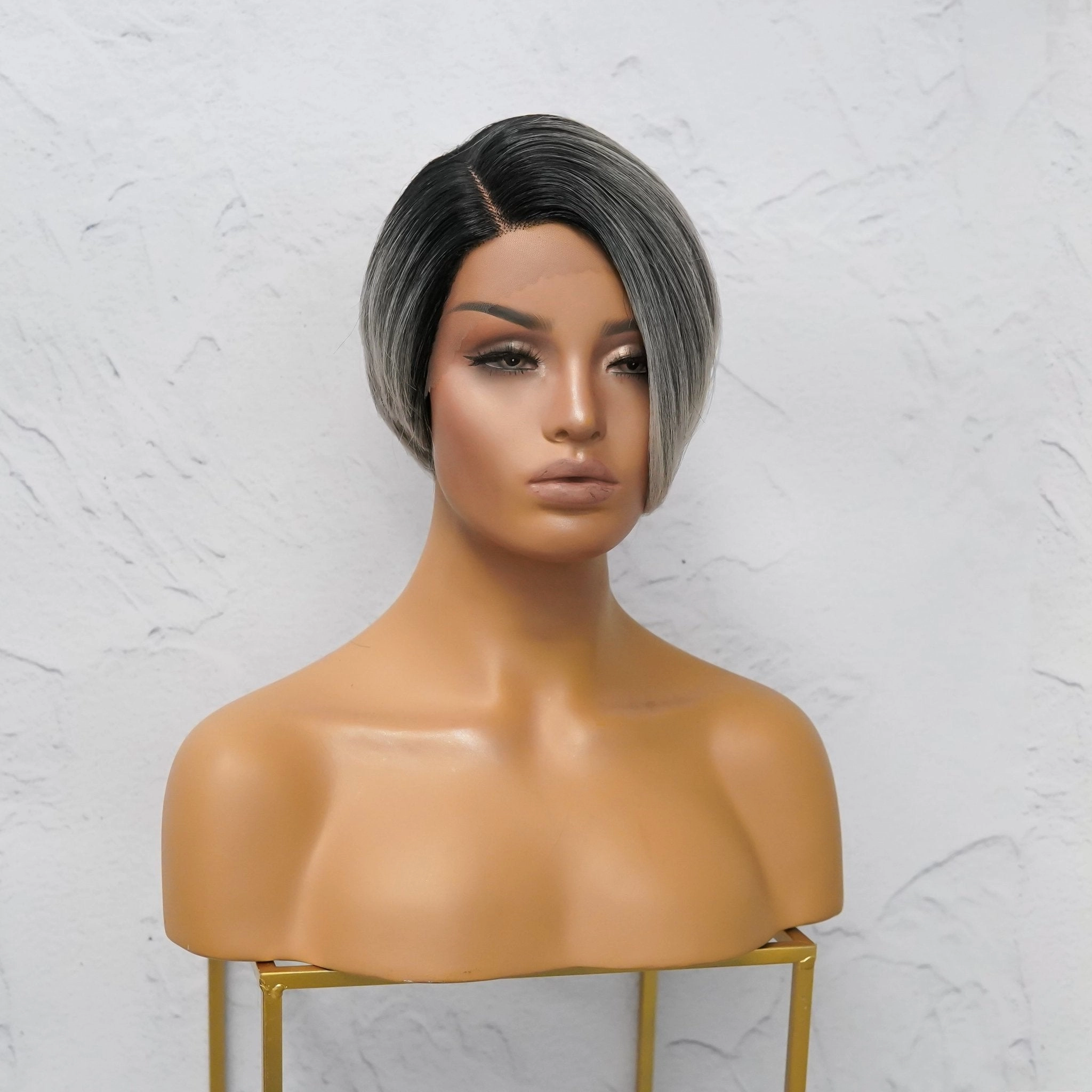 HARRIET Ombre Grey Fringe Wig