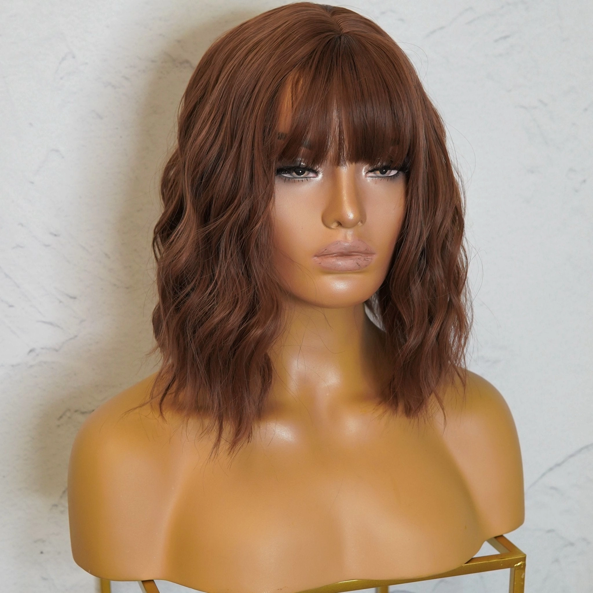HAYLEY Medium Brown Bob Fringe Wig