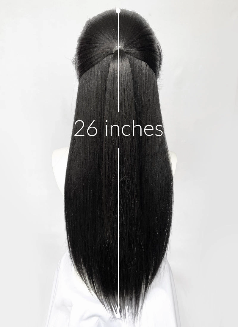 Heaven Official's Blessing Hua Cheng Natural Black Yaki Straight Lace Front Synthetic Men's Wig LF6104