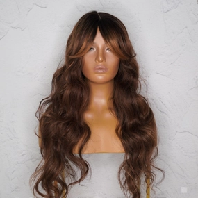 HENLEY Chocolate Brown Lace Fringe Wig