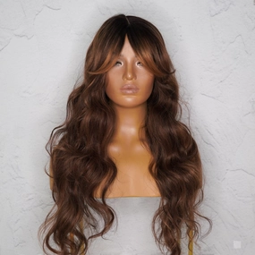 HENLEY Chocolate Brown Lace Fringe Wig