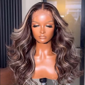 Highlight Ash Blonde Body Wave Human Hair Wig 13x4 Transparent HD Lace Front Wig for Women Pre Plucked