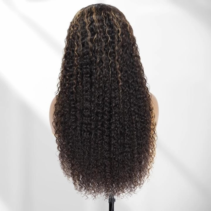 Highlight Blonde Curly 5x5/13x4 HD Lace Front Wig Highlights Honey Blonde Human Hair Wigs-GeetaHair