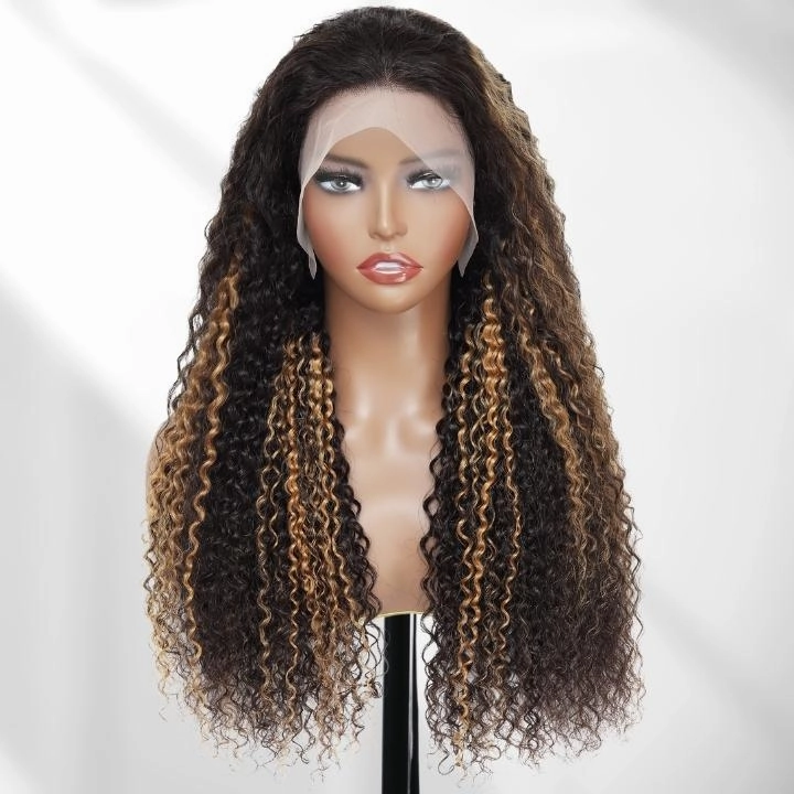 Highlight Blonde Curly 5x5/13x4 HD Lace Front Wig Highlights Honey Blonde Human Hair Wigs-GeetaHair