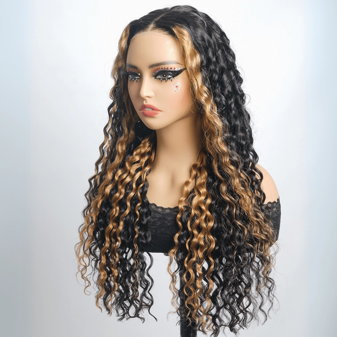 Highlight Blonde Lace Frontal Wigs Loose Wave 13x4 Lace Front Human Hair Wig Pre Plucked 250% Density