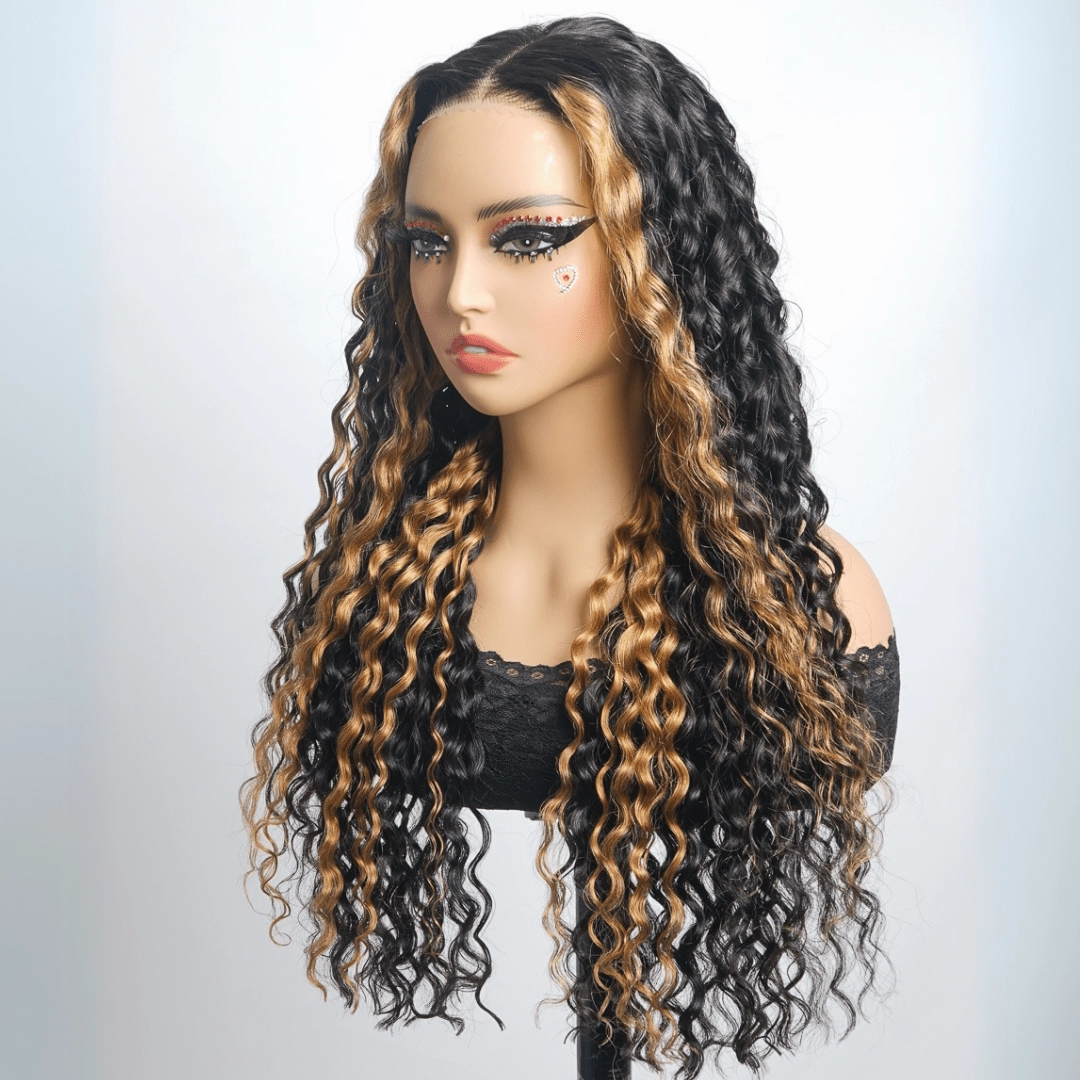 Highlight Blonde Lace Frontal Wigs Loose Wave 13x4 Lace Front Human Hair Wig Pre Plucked 250% Density