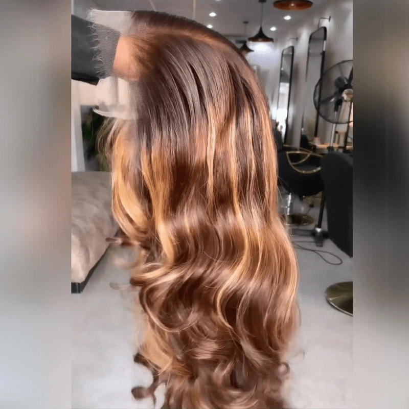 Highlight Honey Blonde Glueless Wigs Loose Wave 13x4 HD Lace Front Wig for Women Pre Plucked